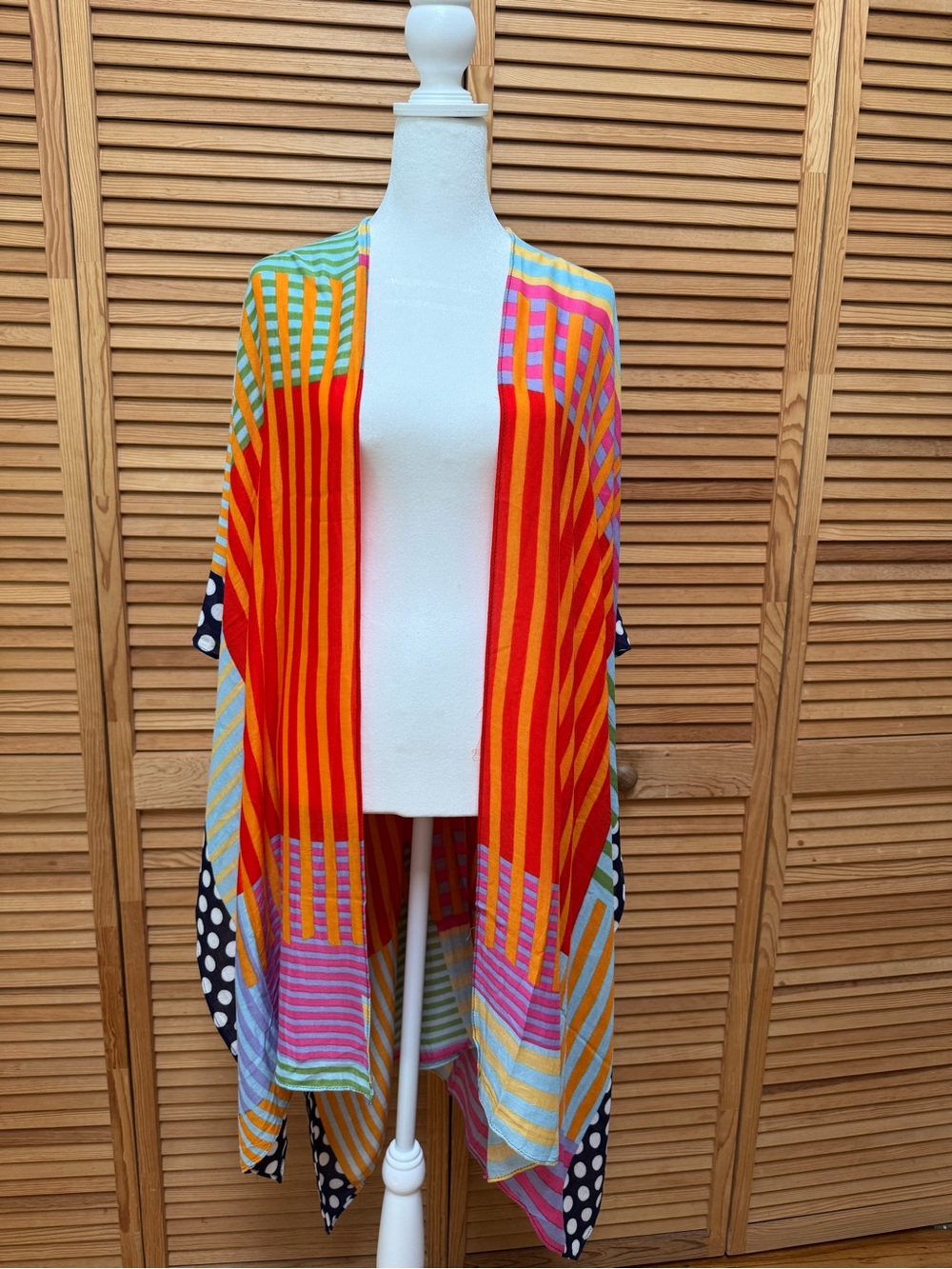 NWT LA Soul Patchwork Mixed Print Kimono Cardigan Open Front Boho Patchwork OS - Picture 2 of 8